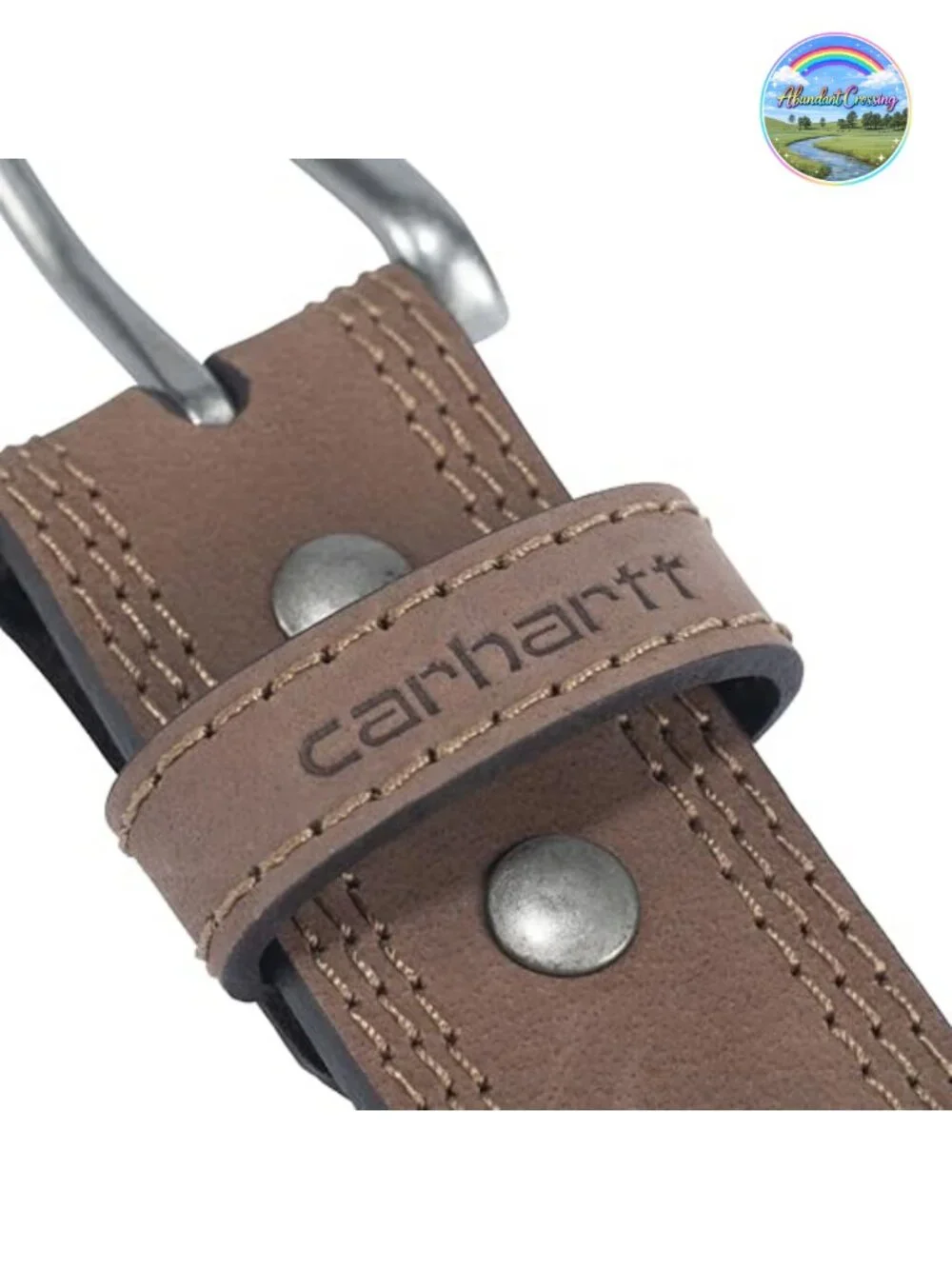 Men's Casual Top Grain Saddle Leather Triple Stitch Belt with Buckle